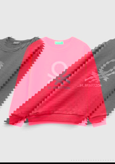  Kız Çocuk Fuşya Simli Benetton Yazılı Sweatshirt