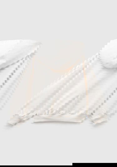  Kız Çocuk Krem Cebi Logo Detaylı Fermuarlı Kapüşonlu Sweatshirt