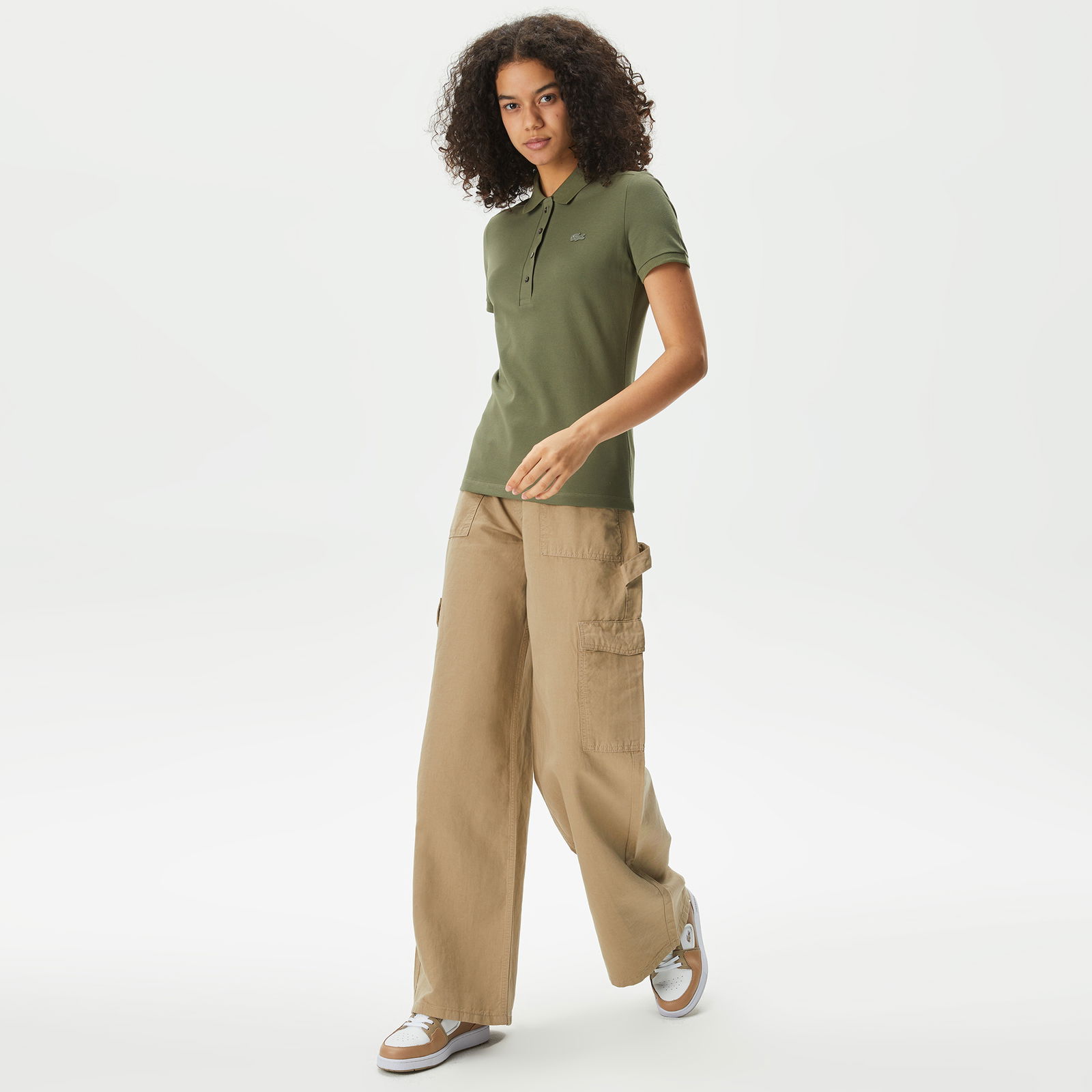 Lacoste Kadın Loose Fit Bej Jean Pantolon