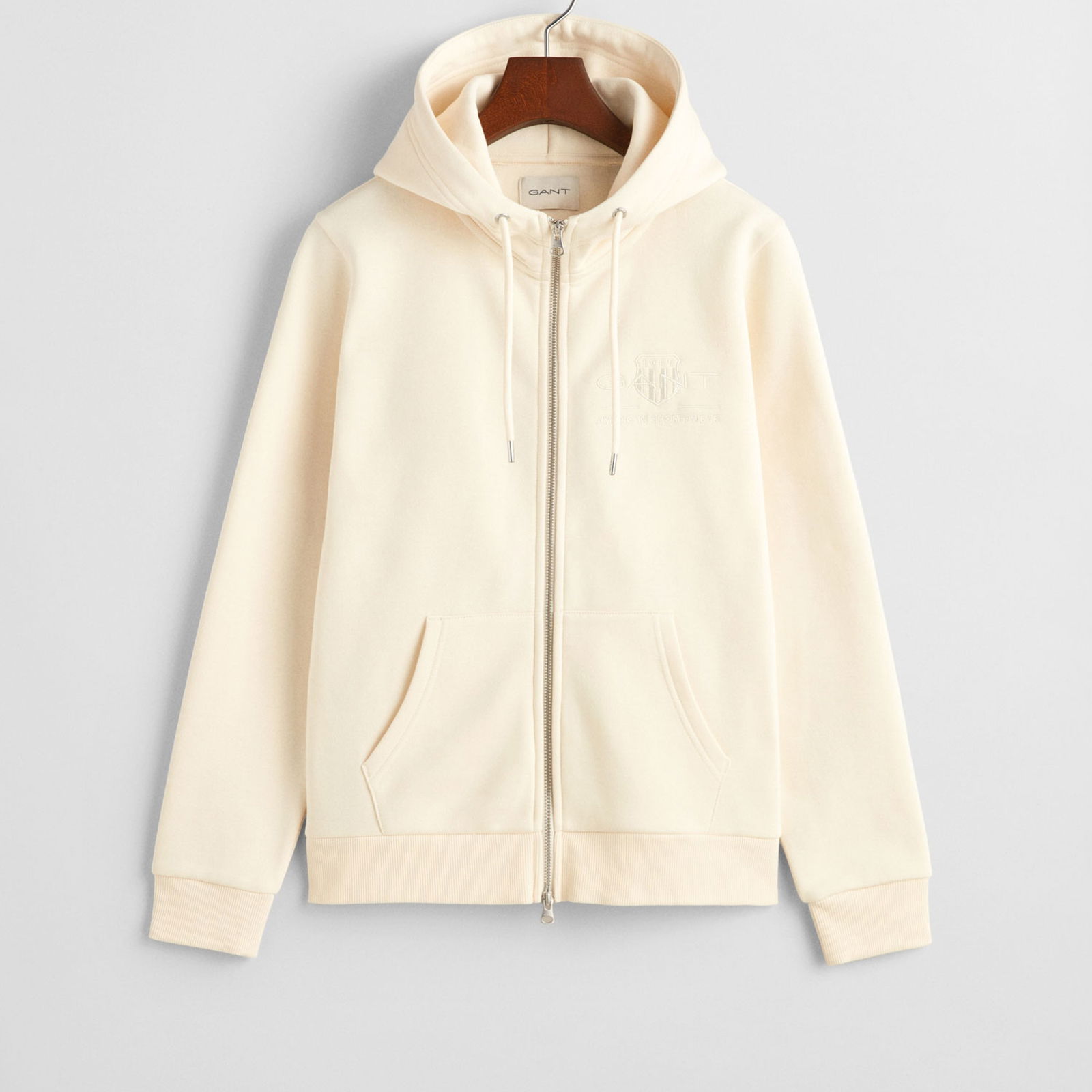 GANT Kadın Krem Regular Fit Fermuarlı Logolu Sweatshirt