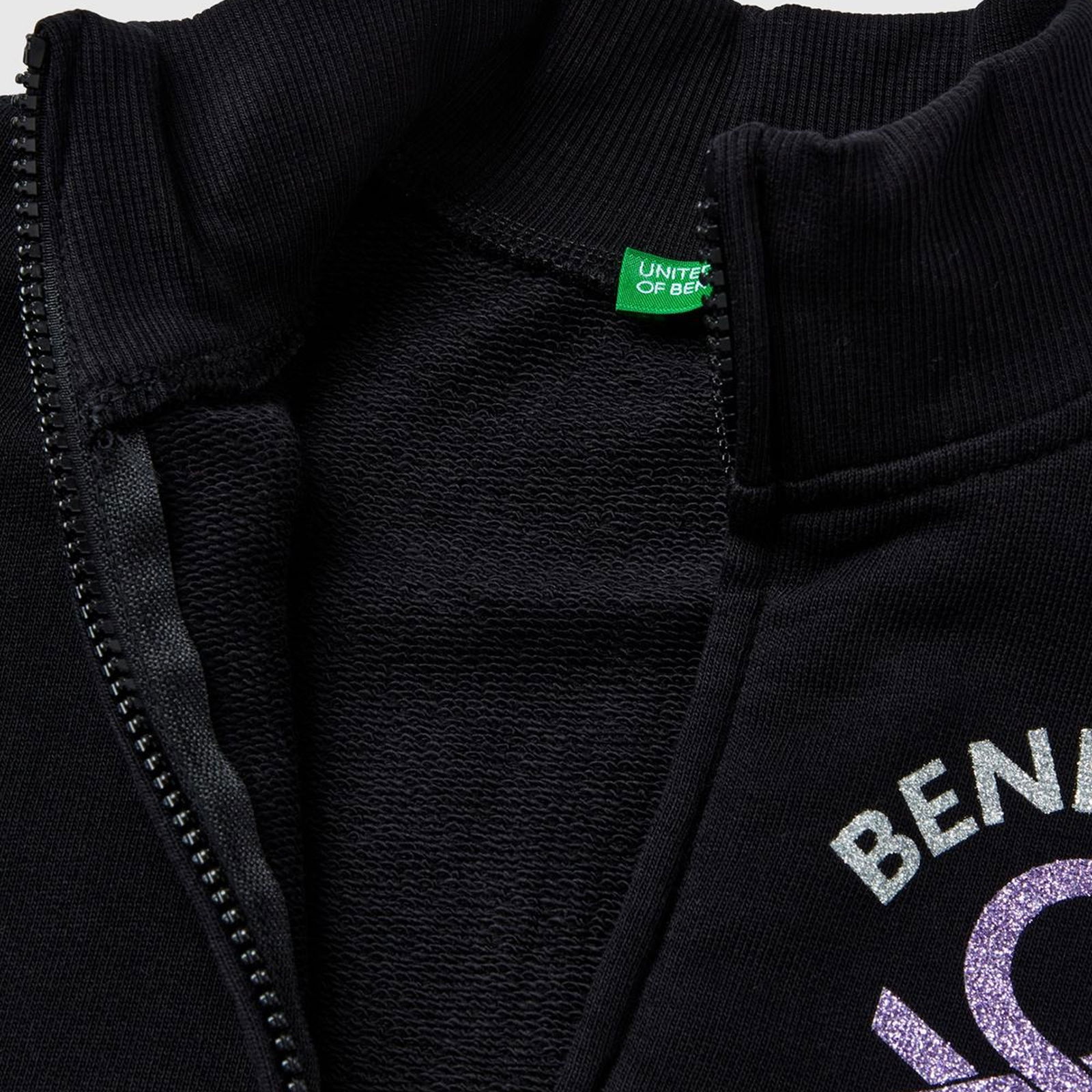 Kız Çocuk Siyah Benetton Baskılı Sweatshirt