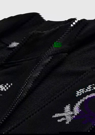  Kız Çocuk Siyah Benetton Baskılı Sweatshirt