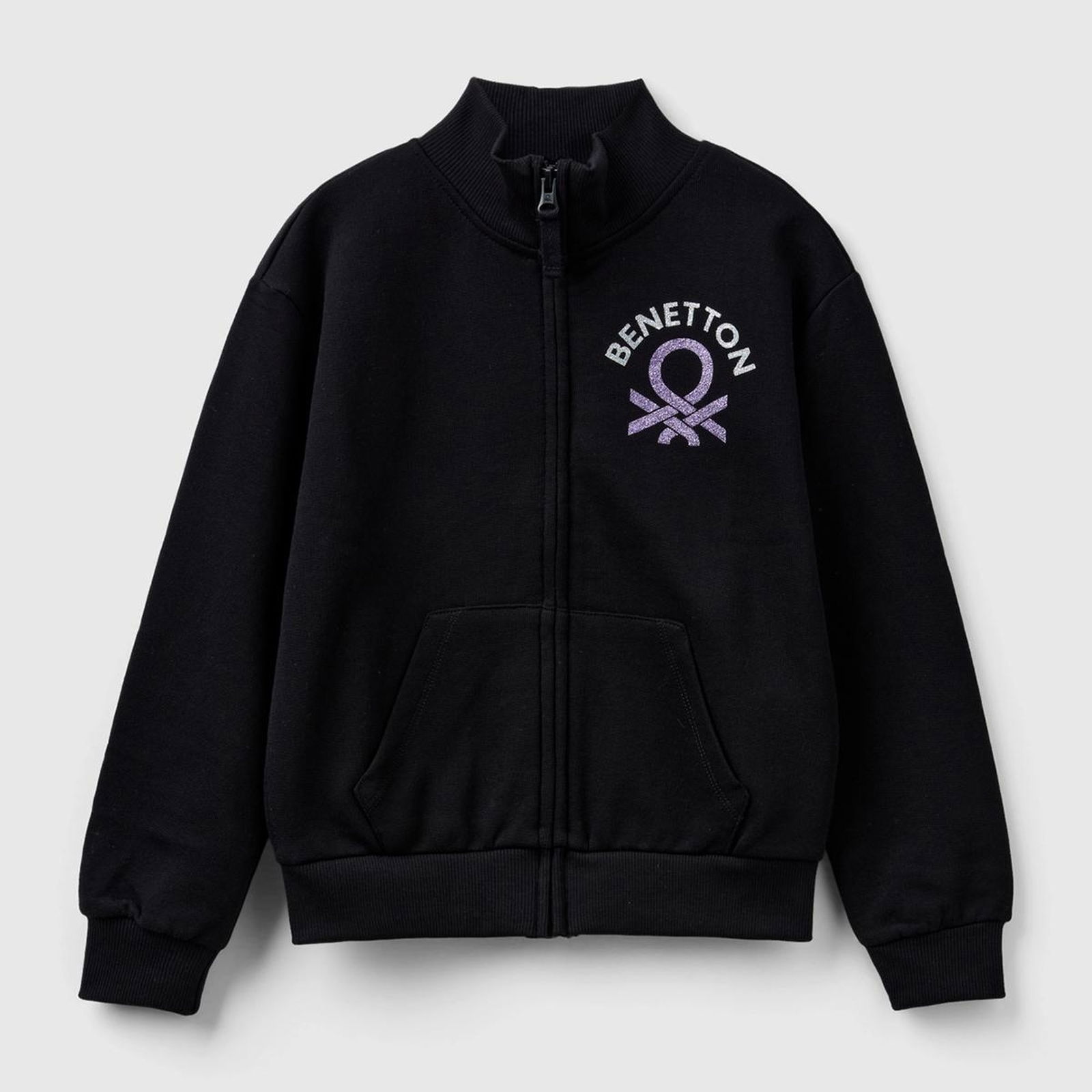Kız Çocuk Siyah Benetton Baskılı Sweatshirt