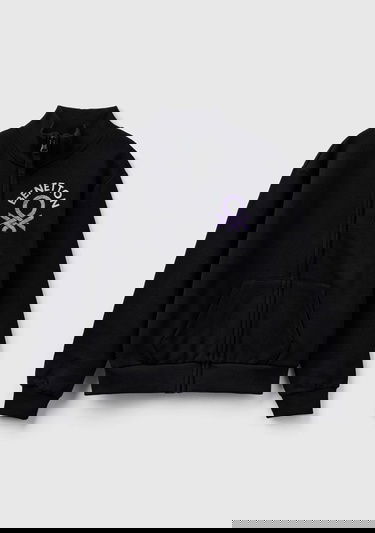  Kız Çocuk Siyah Benetton Baskılı Sweatshirt