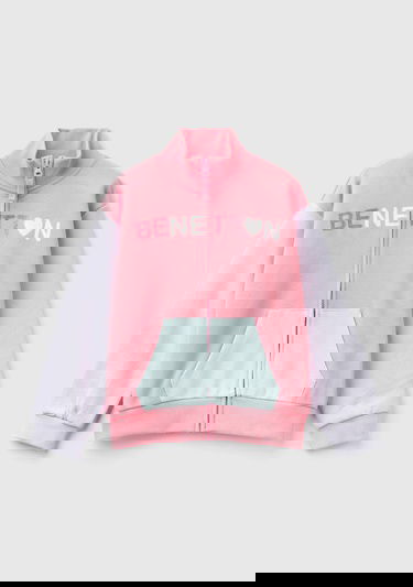  Kız Çocuk Pembe Benetton Baskılı Sweatshirt