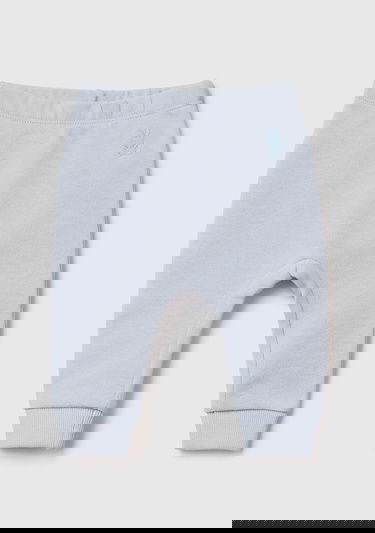  Bebek Açık Mavi Önü Tavşan Logosu İşlemeli Beli Büzgülü Polar Pantolon