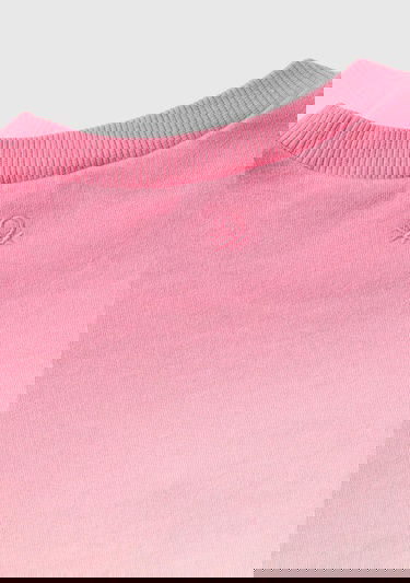  Kız Çocuk Pembe Mix Arkası Logo İşlemeli Renk Bloklu Nervür Detaylı Sweatshirt