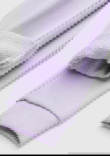  Bebek Lila Önü Tavşan Logosu İşlemeli Beli Büzgülü Polar Pantolon