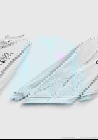  Kız Çocuk Su Yeşili Logo Baskılı Sweatshirt