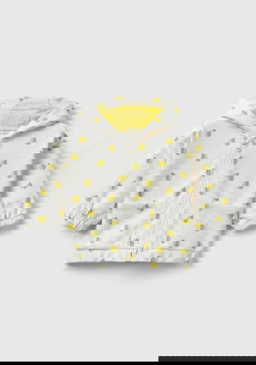  Bebek Sarı Mix Tamamı Desenli Yama Cepli Fermuarlı Kapüşonlu Sweatshirt