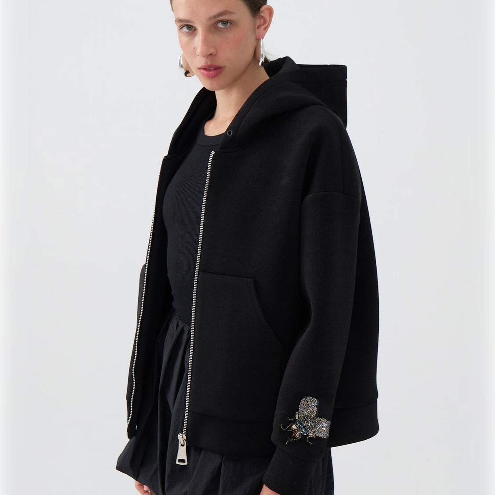 Fermuarlı Kanguru Cepli Sweatshirt