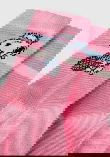  Erkek Çocuk Pembe Mix Peanuts Baskılı Soket Çorap