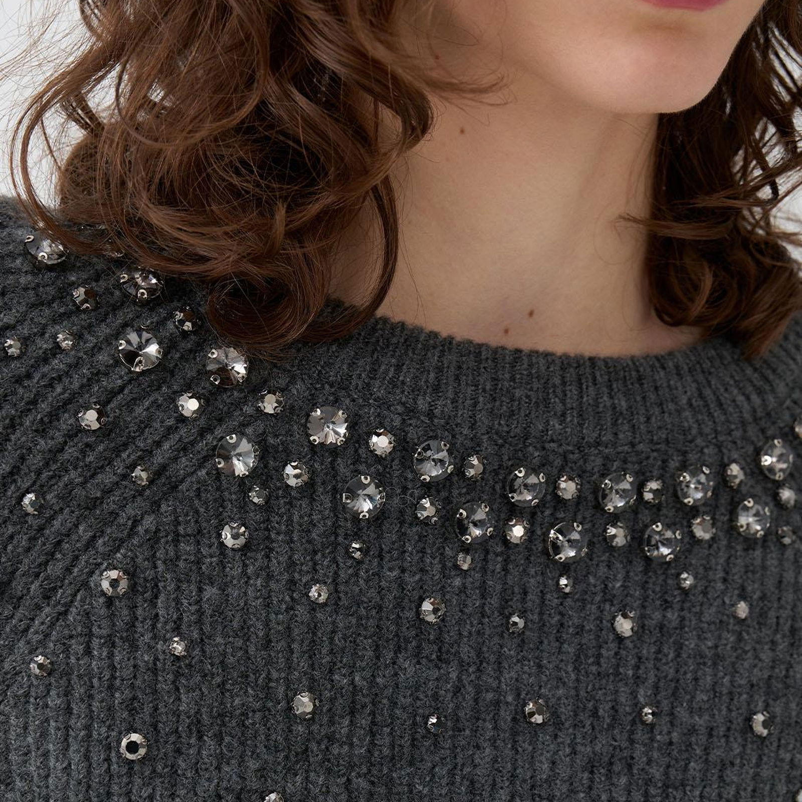 Taşlı Crop Triko