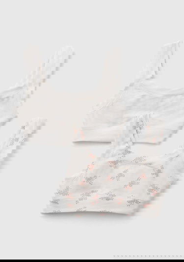  Kız Çocuk Krem Mix Karışık Desenli 2'li Bralet Seti