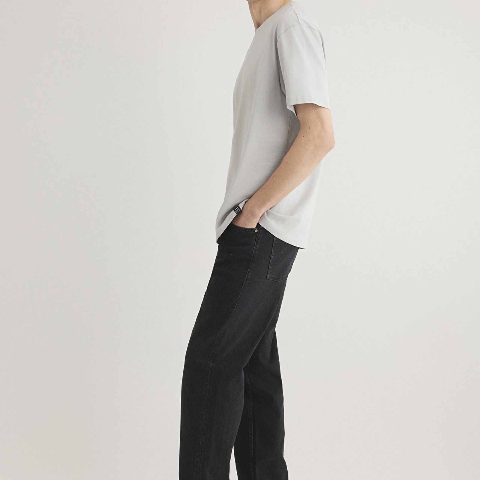 Mavi Bisiklet Yaka Gri Basic Tişört Loose Fit / Bol Rahat Kesim 0611824-70075