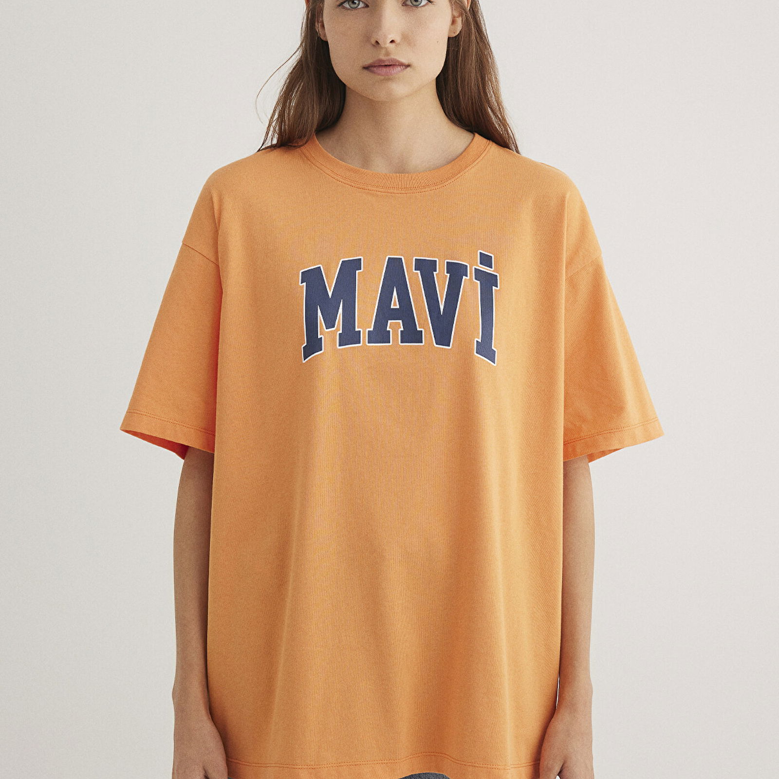 Mavi Mavi Logo Baskılı Turuncu Tişört Oversize / Geniş Kesim 1600843-71407
