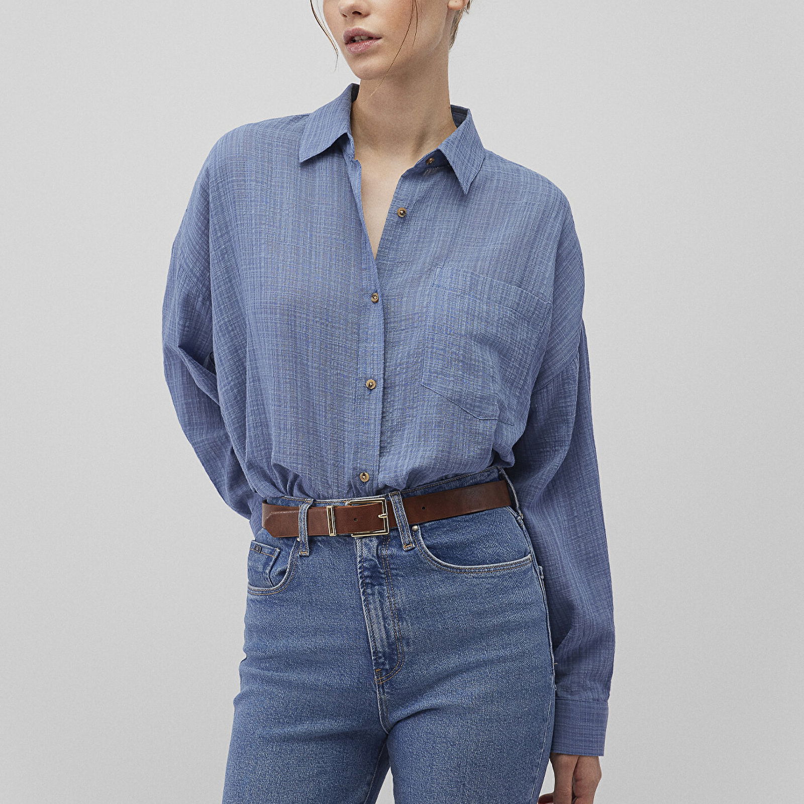 Mavi Oversize Mavi Gömlek Oversize / Geniş Kesim 1210404-83767