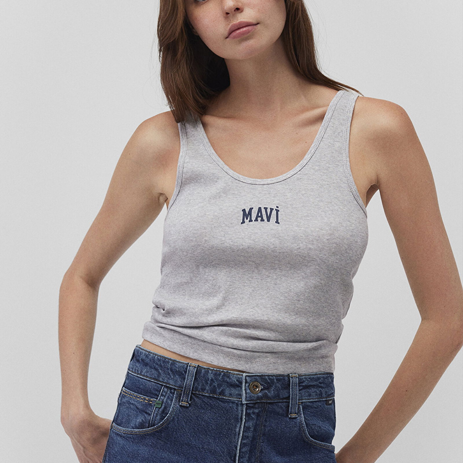 Mavi Mavi Logo Baskılı Gri Atlet Fitted / Vücuda Oturan Kesim 1611899-83096