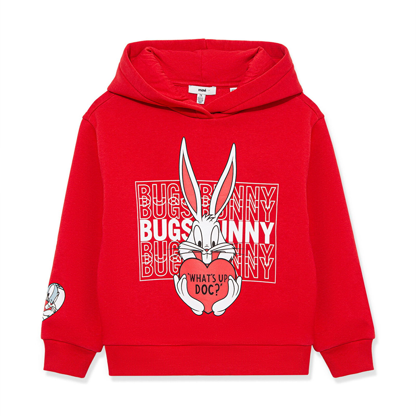 Mavi Bugs Bunny Baskılı Kapüşonlu Kırmızı Sweatshirt 7S10036-70471