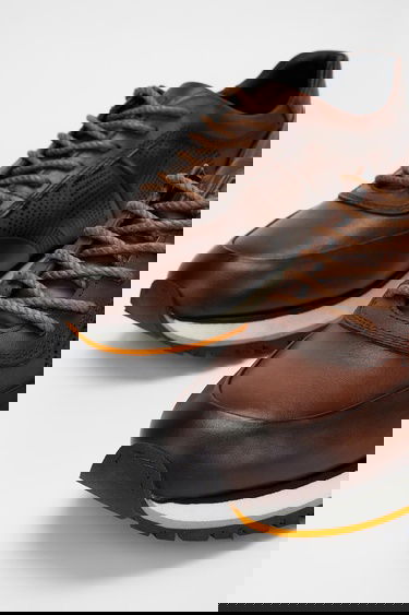  Valmenti Erkek Kahve tarcın beyaz Hakiki Deri Sneakers & Spor Ayakkabı