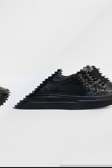  Valmenti Erkek Siyah Hakiki Deri Sneakers & Spor Ayakkabı