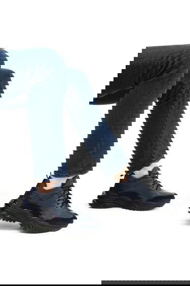 Valmenti Tosea Erkek Lacivert Hakiki Deri Sneakers & Spor Ayakkabı