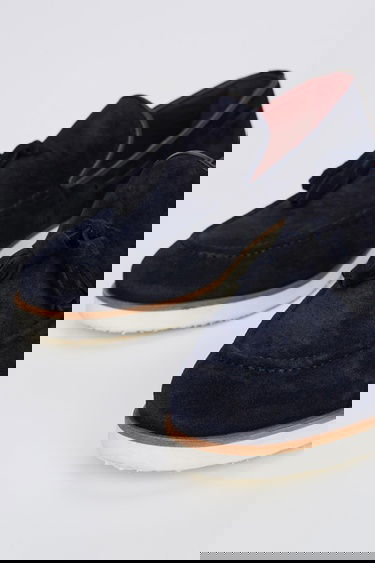  Valmenti Ottone Erkek Lacivert Süet Hakiki Deri Loafer Ayakkabı