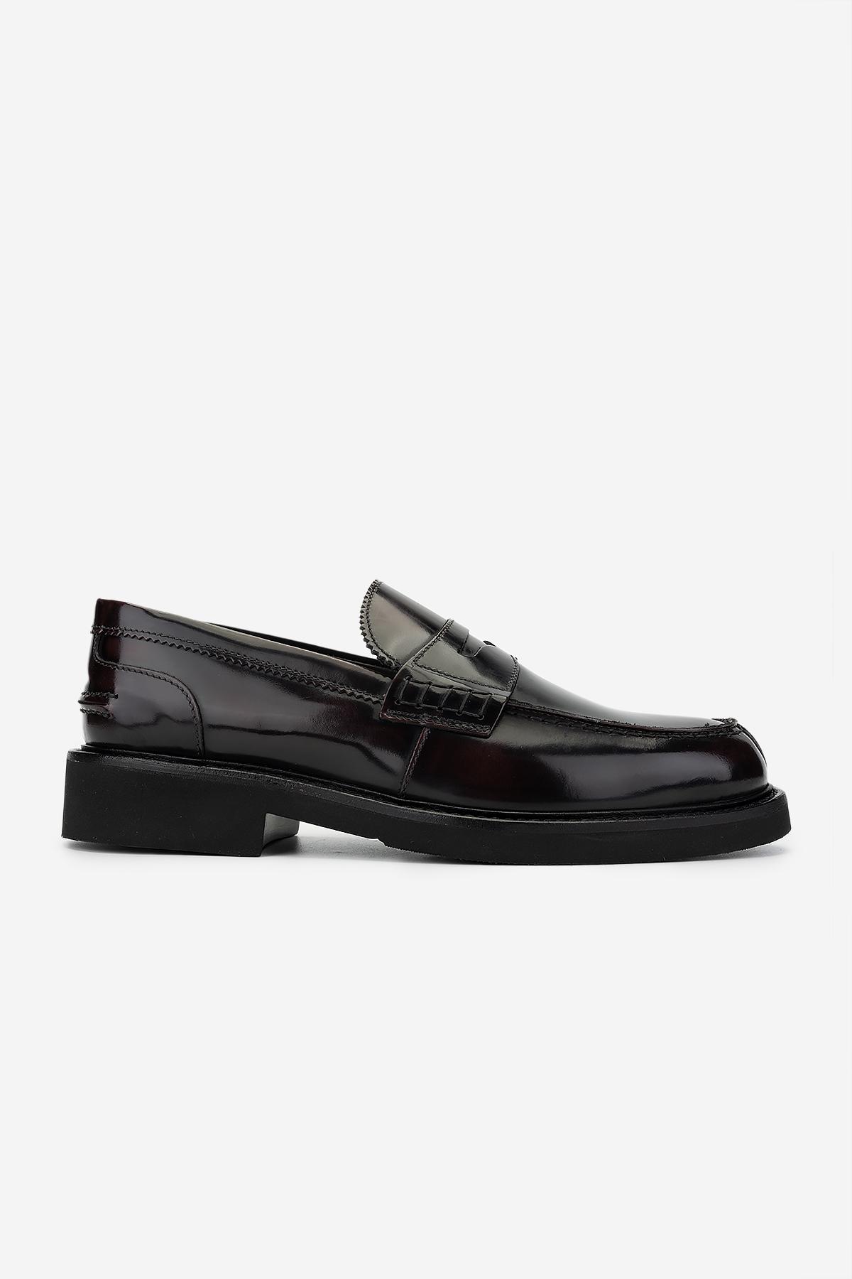 Valmenti Erkek Hakiki Deri Bordo Loafer Ayakkabı