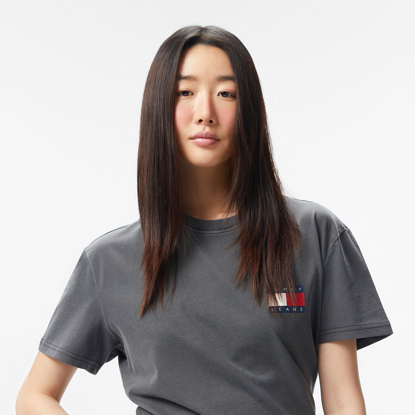 Tommy Jeans Reg Heritage Flag Ext Erkek Siyah T-Shirt