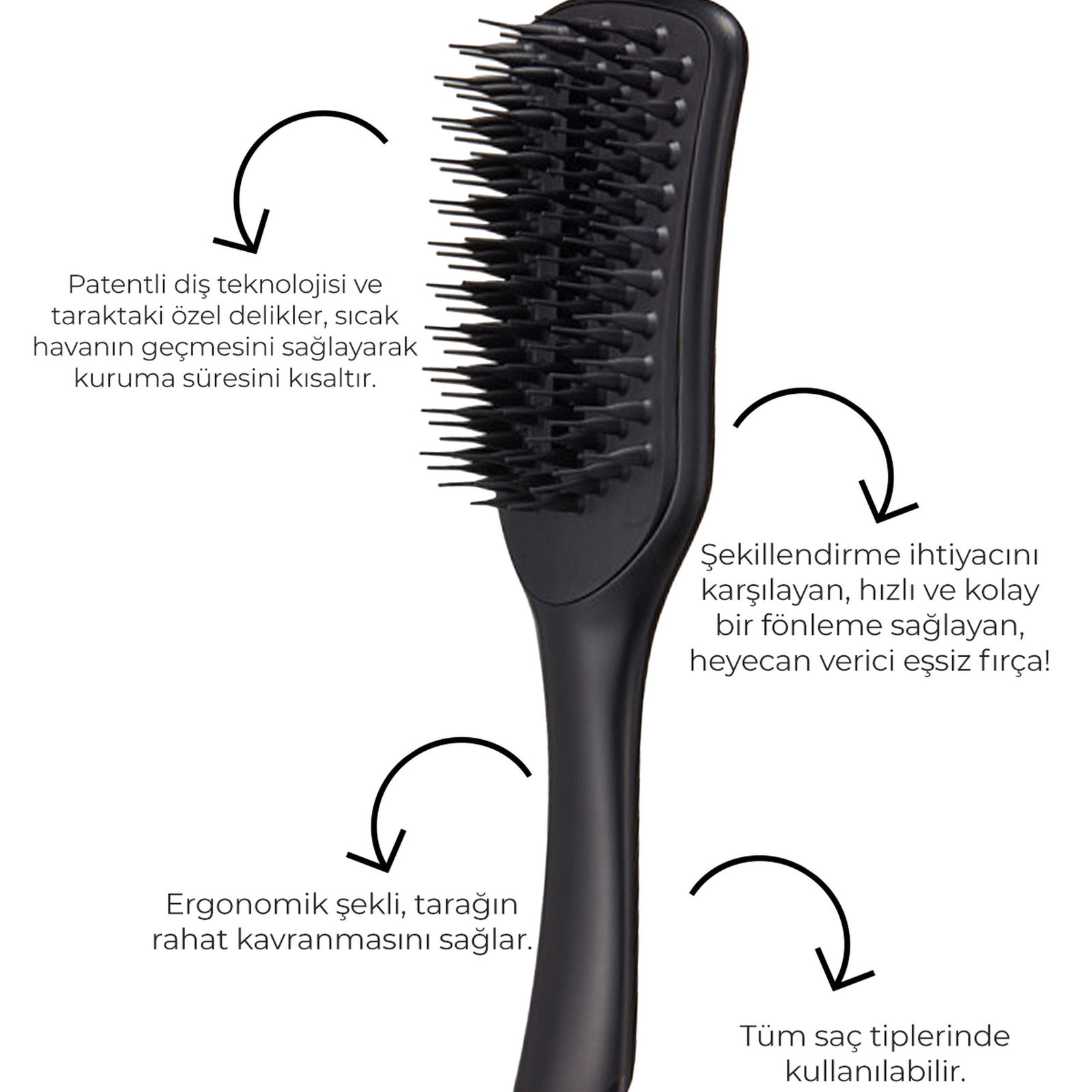 Tangle Teezer The Ultimate Blow Dry Large Jet Black Saç ve Fön Fırçası