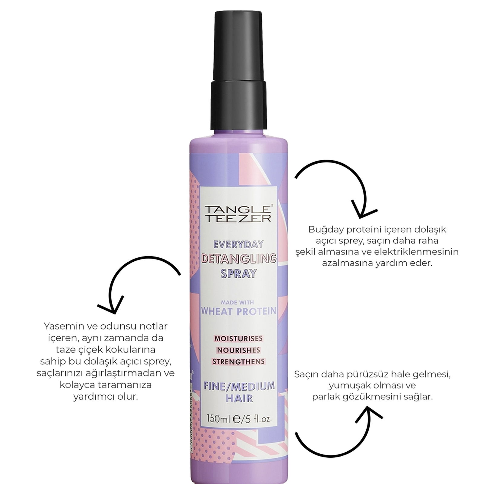 Tangle Teezer Everyday Detangling Wheat Protein Dolaşık İnce Telli ve Normal Saç Açıcı Sprey 150 ml