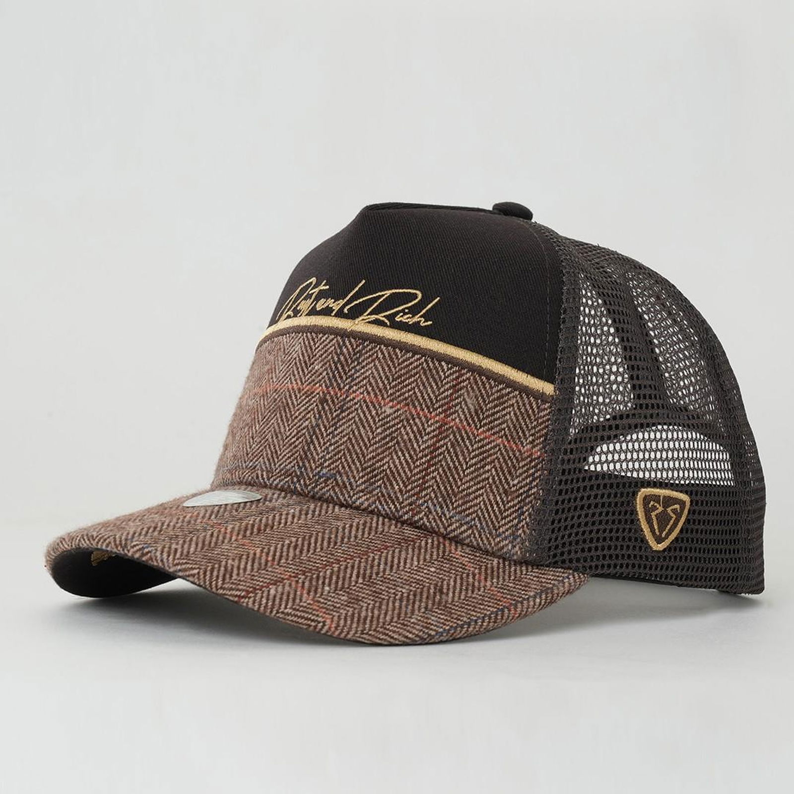 RustandRich Kadın Erkek Kahverengi Trucker Şapka-Premium Collection-Royalty