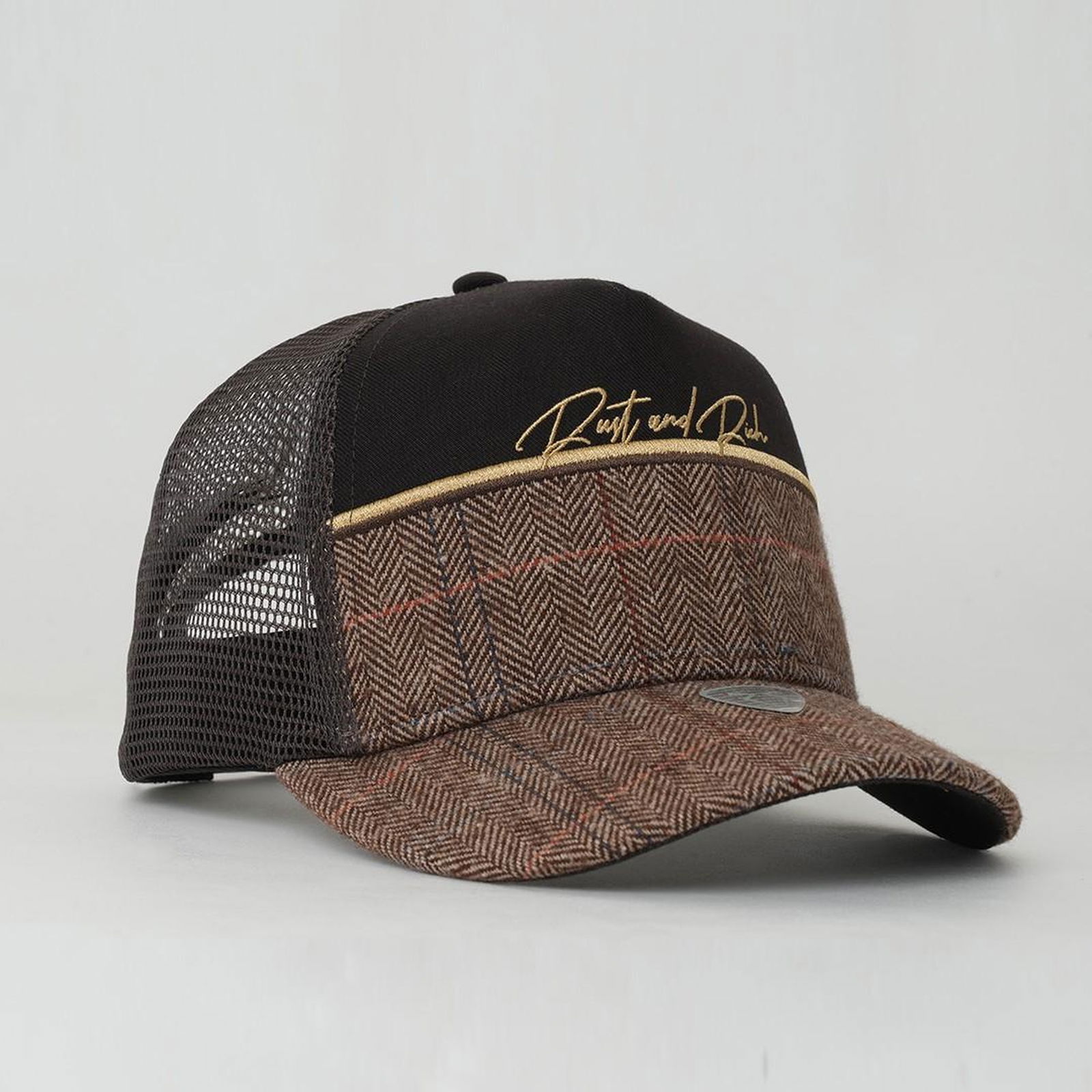 RustandRich Kadın Erkek Kahverengi Trucker Şapka-Premium Collection-Royalty