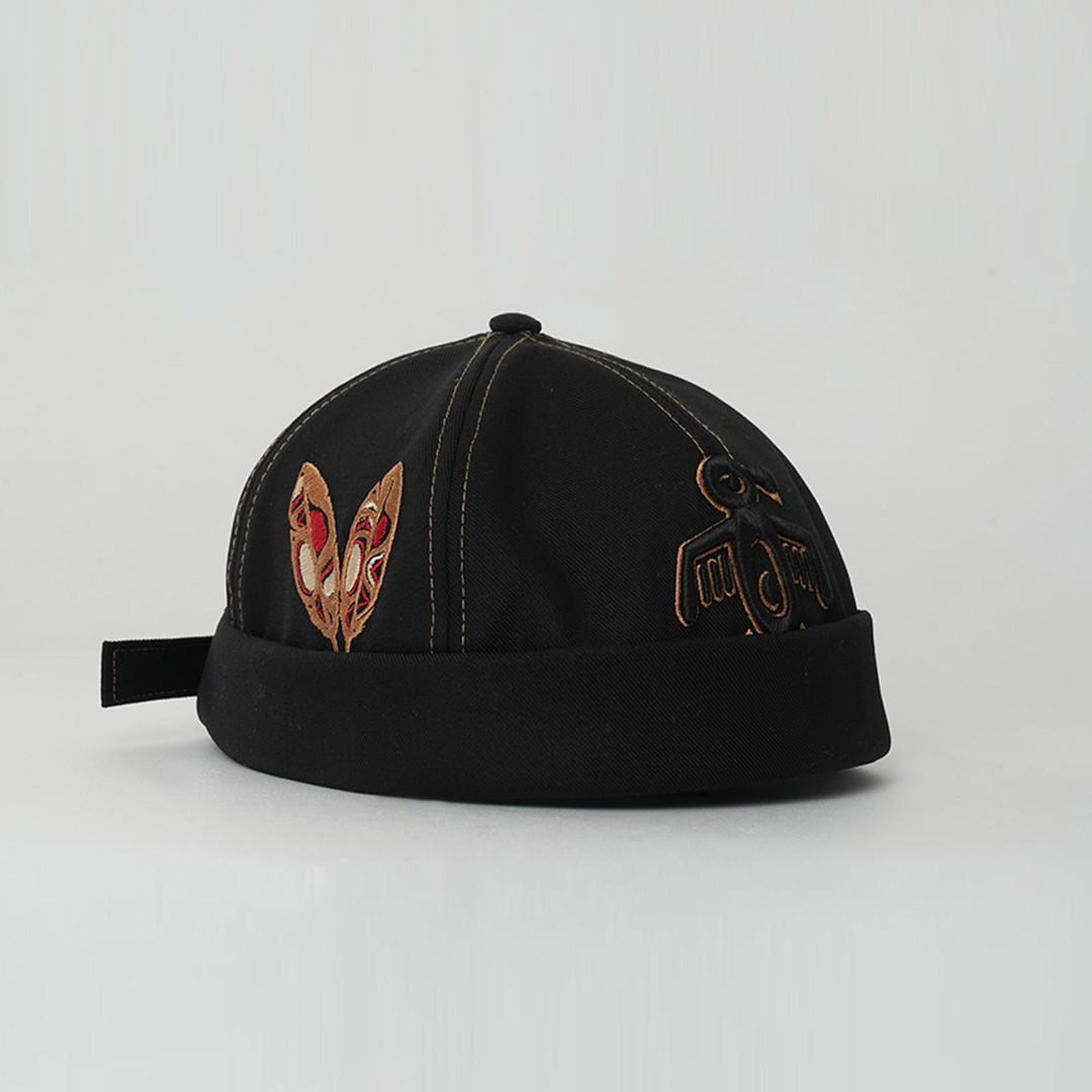 RustandRich Kadın Erkek Siyah/Gold Docker Şapka-The Indians Collection-Red Indian