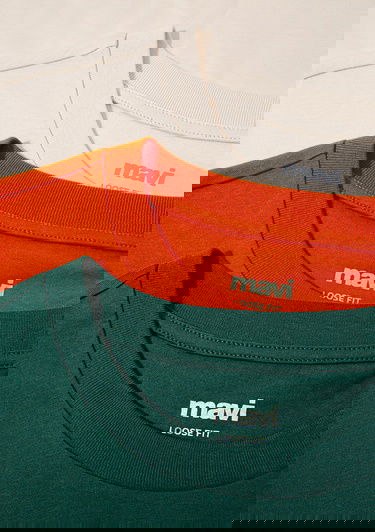  Mavi 3lü Erkek Basic Tişört Loose Fit / Bol Rahat Kesim 0612315-70072