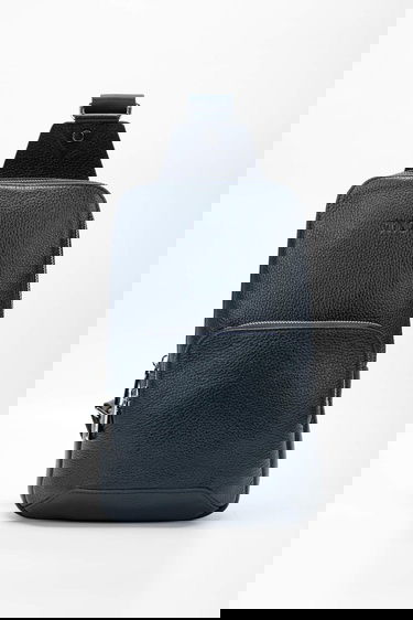  Tamer Tanca Erkek Hakiki Deri Lacivert Body Bag Çanta