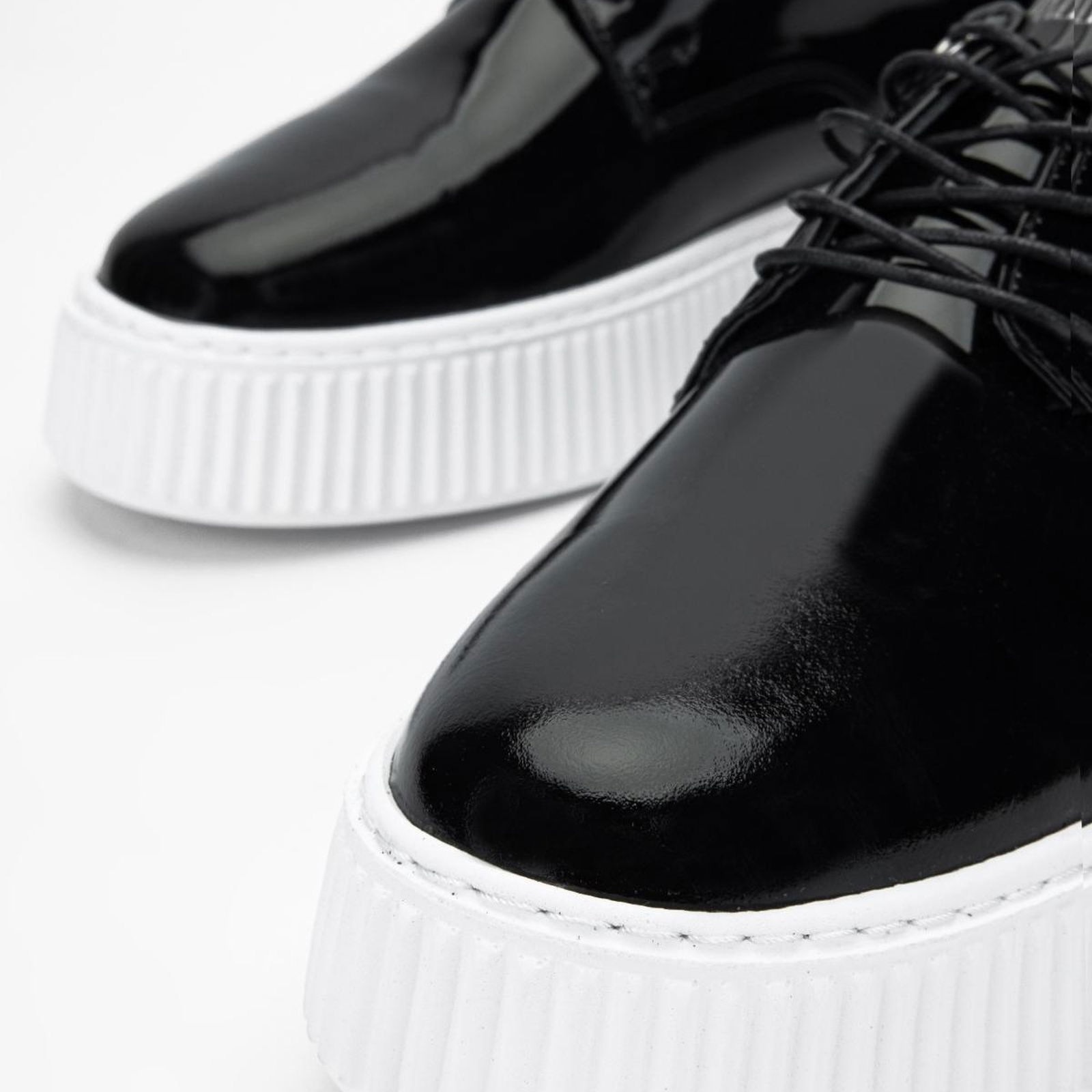 Valmenti Aden Erkek Siyah Rugan Hakiki Deri Sneakers & Spor Ayakkabı