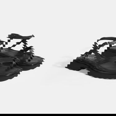  Kadın Siyah Parmak Arası Deri Sandalet