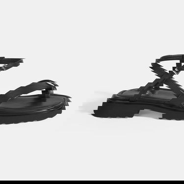  Kadın Siyah Parmak Arası Deri Sandalet
