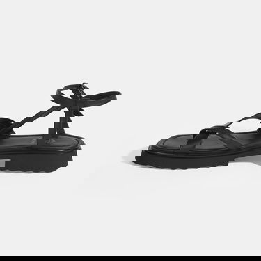  Kadın Siyah Parmak Arası Deri Sandalet