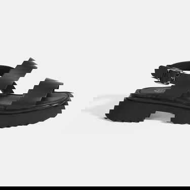  Kadın Siyah Deri Sandalet