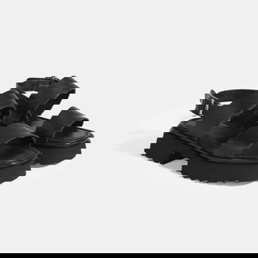  Kadın Siyah Deri Sandalet