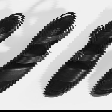  Kadın Siyah Deri Sandalet