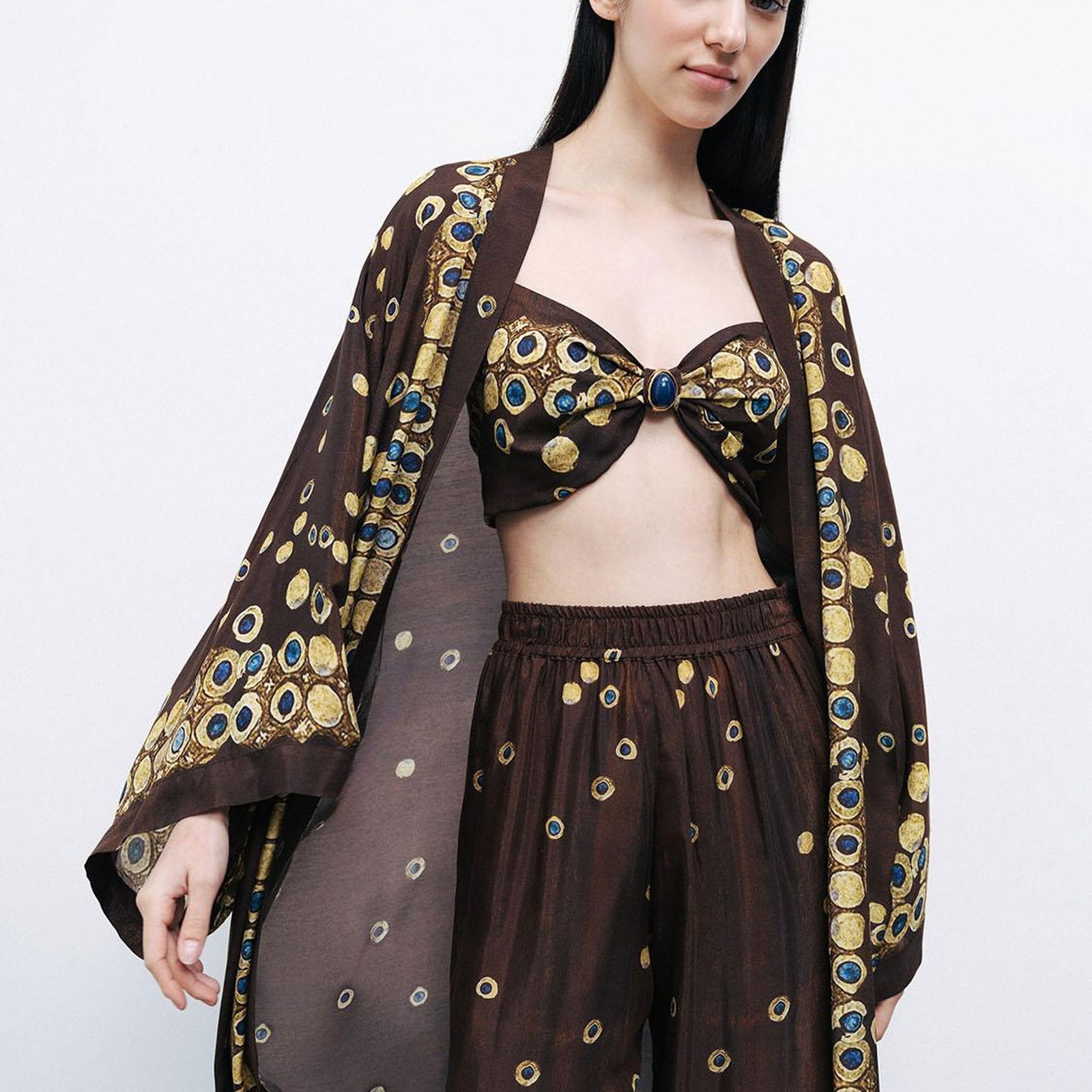 Dökümlü Desenli Kimono
