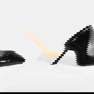  Kadın Siyah Kroko Baskılı Deri Stiletto