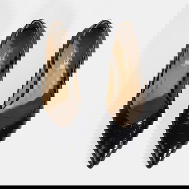  Kadın Siyah Kroko Baskılı Deri Stiletto