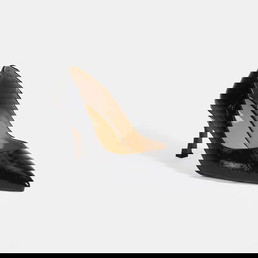  Kadın Siyah Kroko Baskılı Deri Stiletto