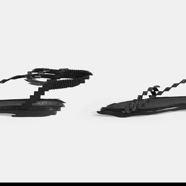  Kadın Siyah Lastik Bantlı Taşlı Sandalet