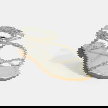  Kadın Gümüş Lastik Bantlı Taşlı Sandalet