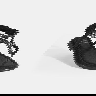  Kadın Siyah Taşlı Lastik Bantlı Parmak Arası Sandalet